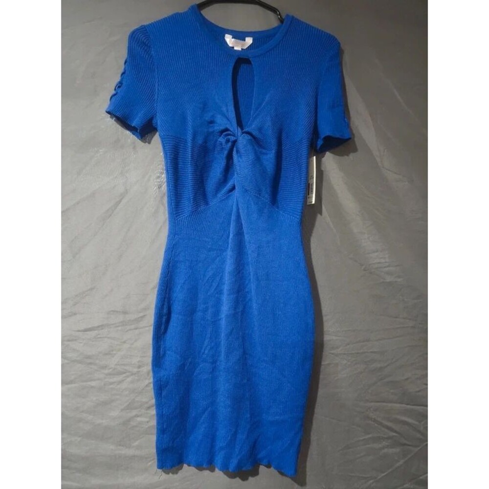 No Boundaries Royal Blue Short Sleeve Keyhole Bodycon Dress L 11-13